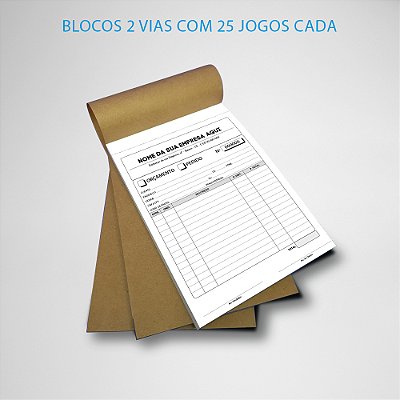 Bloco de Pedido Orçamento papel 75g impresso em 2 vias c/ 25 jogos cada - Total 50 folhas por bloco - 14x20cm