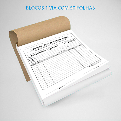 Bloco de Pedido Orçamento papel 75g impresso em 1 via c/ 50 folhas por bloco - 20x28cm