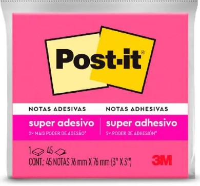Bloco Adesivo Post-It 76x76 45f Rosa 654 3m