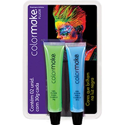 Gel Neon P/ Cabelo Azul/Verde Color Make 3509