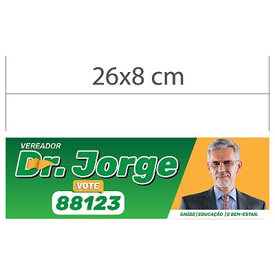 Adesivo Parachoque Vidro Candidato Eleições Vereador Prefeito 8x26cm em Vinil Plástico Prova dágua