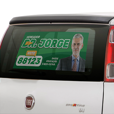 Adesivo Perfurado Para Vidro Carros Candidatos Eleições Vereador Prefeito 30x70cm Vinil Plástico