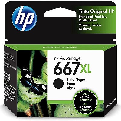 Hp 667xl Preto 3ym81ab 8,5ml Original