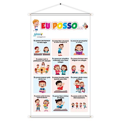 Banner Combinados Eu Posso Educativo Pedagógico Escolar Didático 60cm x100cm Impressão Digital Lona 440g