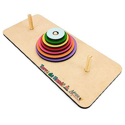 Brinquedo Educativo Torre de Hanói MDF - Mega Impress