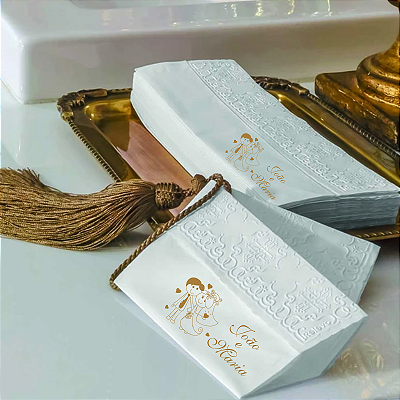 Toalhas Lavabo Personalizadas Papel Suave Alta Absorção Trevo ou Lisa 28,5 x 25,2 cm Aberto  25,1 x 8 cm dobrada