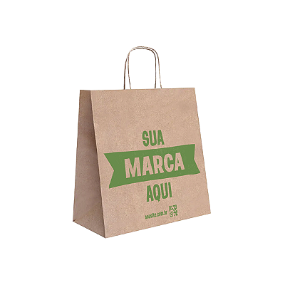 Sacola Personalizada Kraft 26X25X12cm P Com sua Marca
