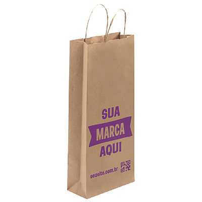 Sacola Personalizada Kraft 40X18X7,5cm Vinho Com sua Marca