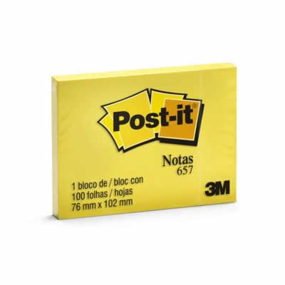 Bloco Adesivo Post-It 76x102 Amarelo 100f 657 3m