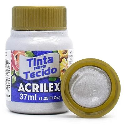 Tinta P/ Tecido 37ml Acrilex Metalica Prata 533
