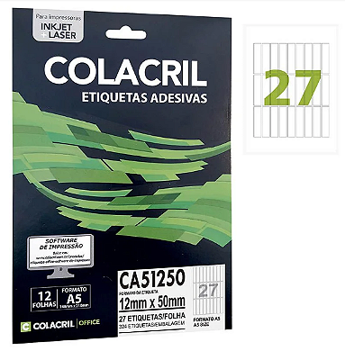 Etiqueta A5 Ca51250 12x9x50 12fl Colacril
