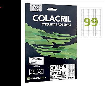 Etiqueta A5 Ca51219 12x19x11 12fl Colacril