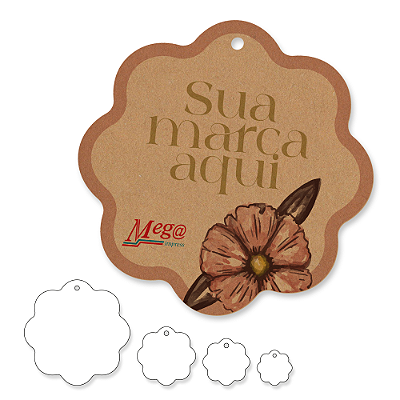 Tag Flor com furo - Papel Kraft - Impressão frente