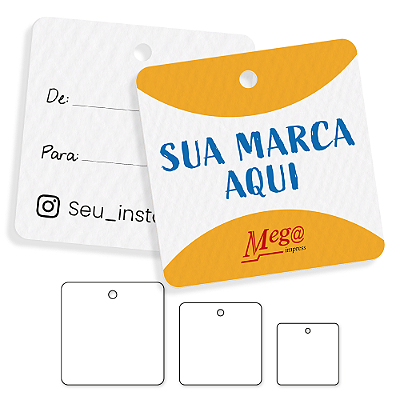Tag Quadrada com furo - Papel Off-Set - Impressão frente e verso