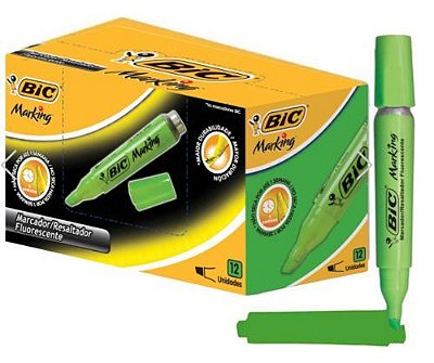 Canetas Marca Texto Bic Grossa Verde C/12