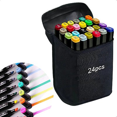 Caneta Marcador Duo C/24 Est Preto Touch