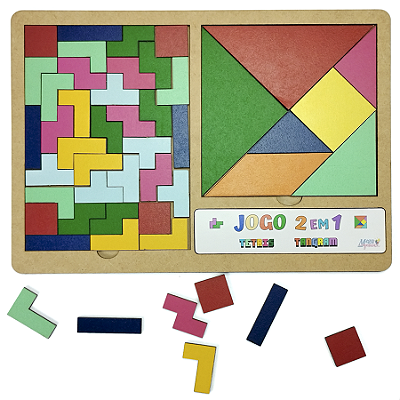 Brinquedo Educativo Tabuleiro 2 em 1 Tetris + Tangram