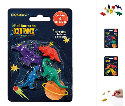 Borracha Mini Dino Cores C/4 10192 Leo