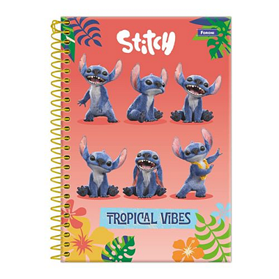 Caderno Cd 1x1 Colegial Stitch Movie 80f  Foroni