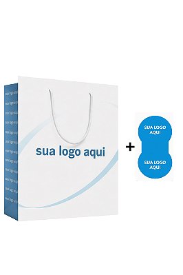 Kit Sacola Personalizadas 21x23x10cm + Adesivos Lacre Personalizado C/Logo