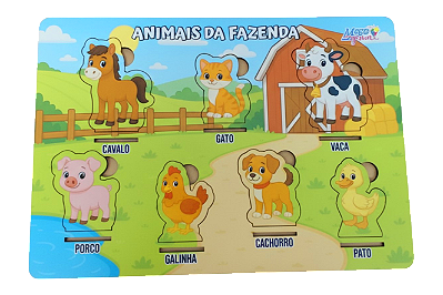 Jogo Educativo Tabuleiro Animais Da Fazenda Madeira Encaixe