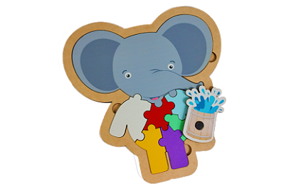 Brinquedo Educativo Infantil Quebra Cabeça Elefante Madeira Mdf Madeira Com Imã