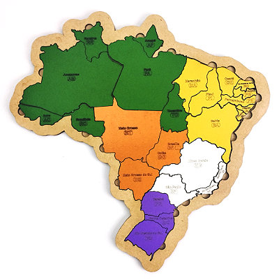 Mapa Do Brasil Educativo Em Mdf Encaixe Regiões E Estados Pequeno