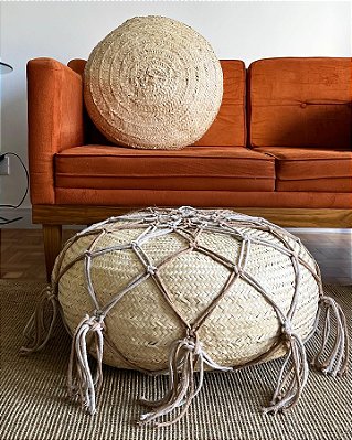 Puff em Palha de Carnaúba  com Macrame Dual Color | 60 cm