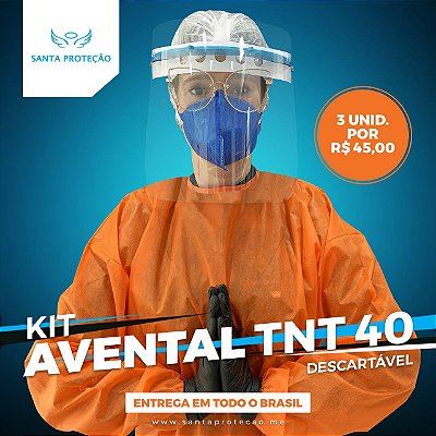 KIT com 3 Aventais em Tnt 40g - Laranja
