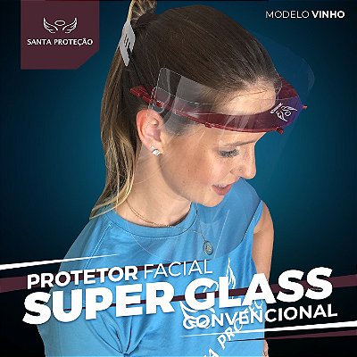 Protetor Facial SuperGlass Convencional - 100% Transparente - Cor Vinho