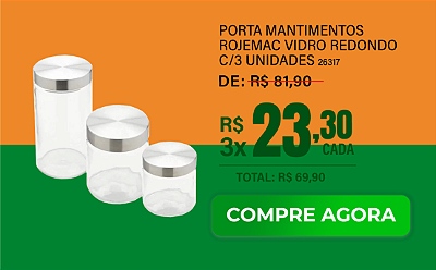 Conjunto De Porta Mantimentos Vidro Rojemac 3 Peças