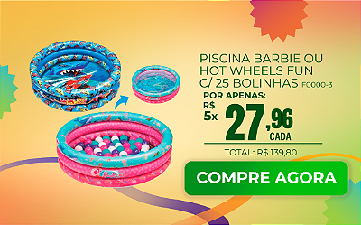 Piscina Fun Barbie ou Hotwheels Com 25 Bolinhas