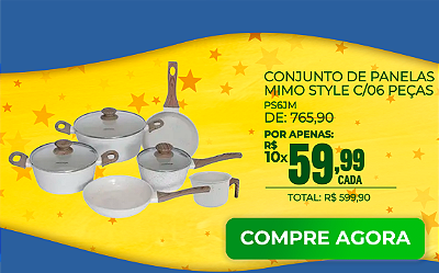 Conjunto De Panela Mimo Style Com 6 Peças Marmol