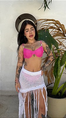 MINI SAIA TRICOT FRANJAS SALINAS BRANCA