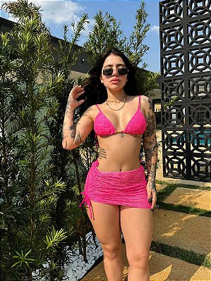 MINI SAIA RENDA PINK