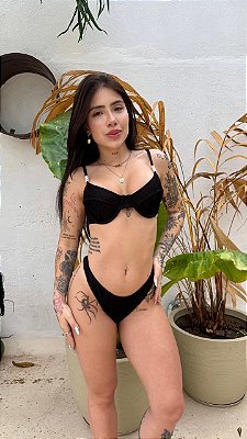 CALCINHA AVIADOR SHINE PRETO