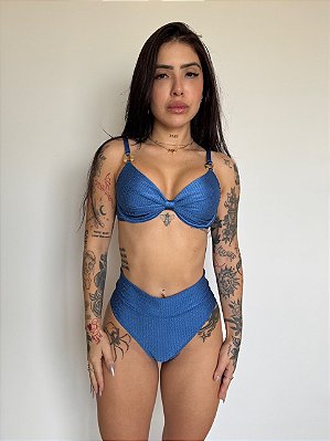 BIQUÍNI HOT PANT SHELL AZUL