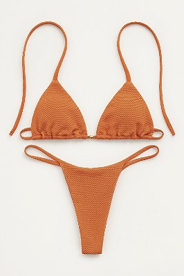 BIQUÍNI BASIC FIO TEXTURA LARANJA