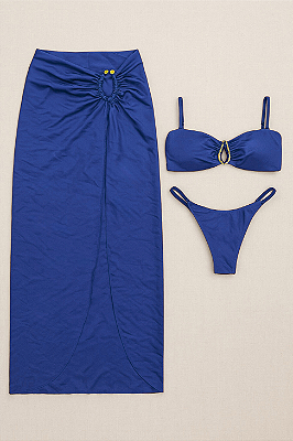 BIQUÍNI E SAIA SOLARA AZUL