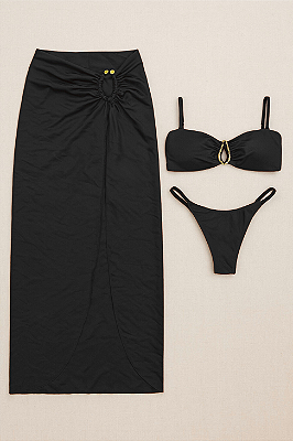 BIQUÍNI E SAIA SOLARA PRETO