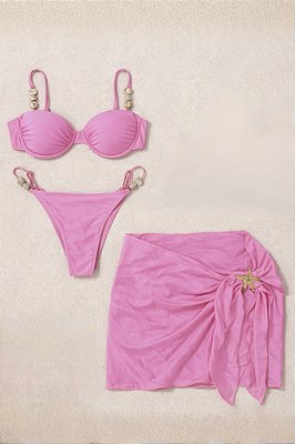 BIQUÍNI E SAIA BLISS ROSA
