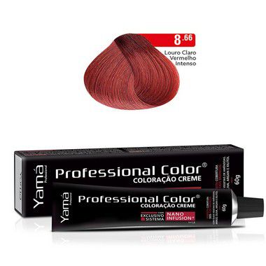 Kit Coloração Yamá Creme Professional Color Nano Infusion 8.66 Louro Claro Vermelho Intenso + Ox 30v 100ml