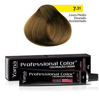 Kit Coloração Yamá Creme Professional Color Nano Infusion 7.31 Louro Médio Dourado Acinzentado + Ox 30v 100ml