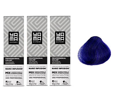 Kit com 3 Colorações Prof Color Nano Infusion Mix Azul Yamá