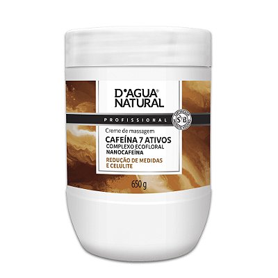 Creme de Massagem Cafeína 7 Ativos 650g -  D´agua Natural