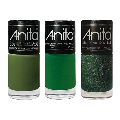 Kit c/3 Esmaltes Anita - Unhas Verdes