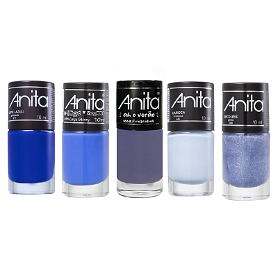 Kit c/5 Esmaltes Anita - Tons de Azul