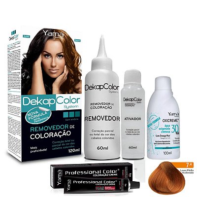 Kit Renovação de Cor Dekapcolor 120ml  com Coloração 7.4 .e  OX 30V 100ml