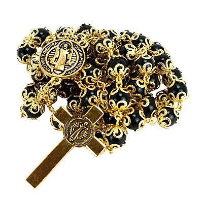 Terço São Bento dourado