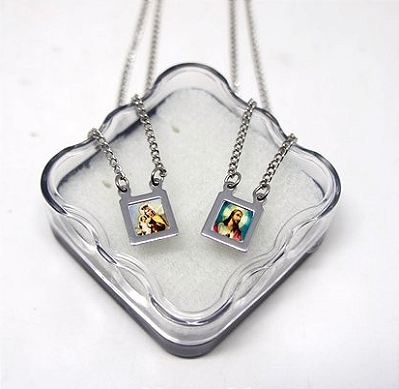 Escapulário N Sra do Carmo aço Inox colorido